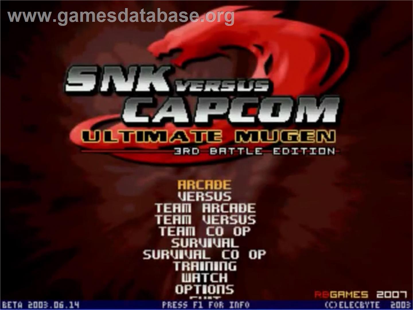 SNK vs Capcom Ultimate Mugen 3rd Battle Edition v3.0 - MUGEN - Artwork - Title Screen