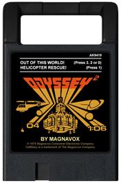 Cartridge artwork for Out of this World on the Magnavox Odyssey 2.