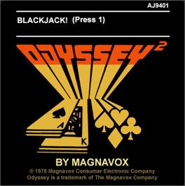 Top of cartridge artwork for Las Vegas Blackjack on the Magnavox Odyssey 2.