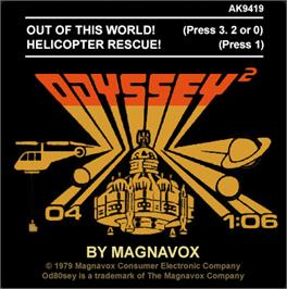 Top of cartridge artwork for Out of this World on the Magnavox Odyssey 2.