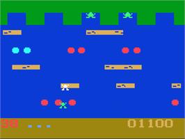 In game image of Frogger on the Magnavox Odyssey 2.