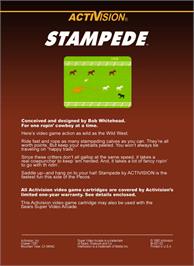 Box back cover for Stampede on the Mattel Intellivision.