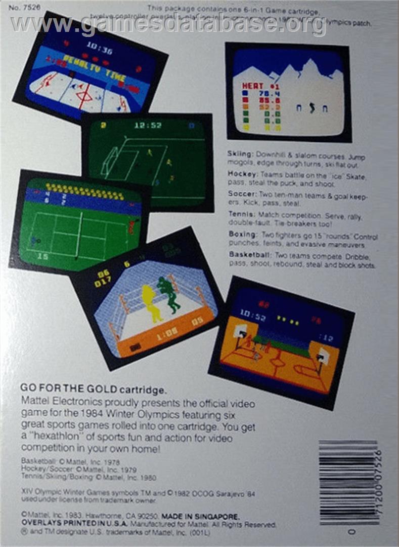 Go For the Gold - Mattel Intellivision - Artwork - Box Back