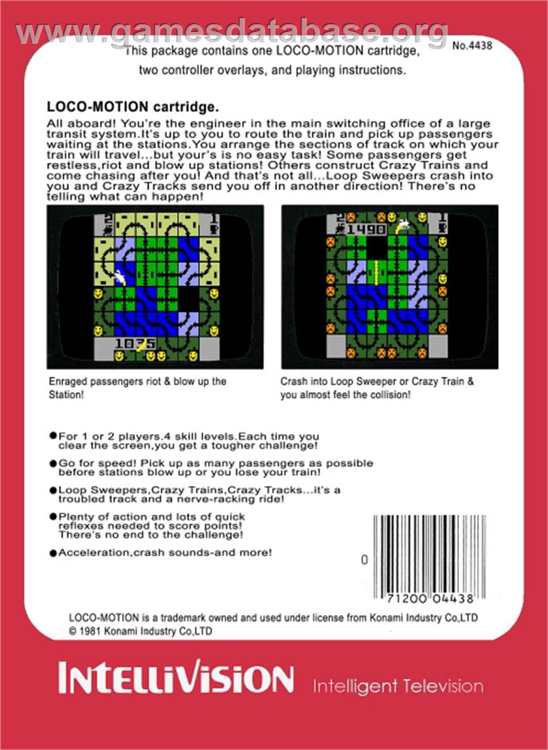 Loco-Motion - Mattel Intellivision - Artwork - Box Back