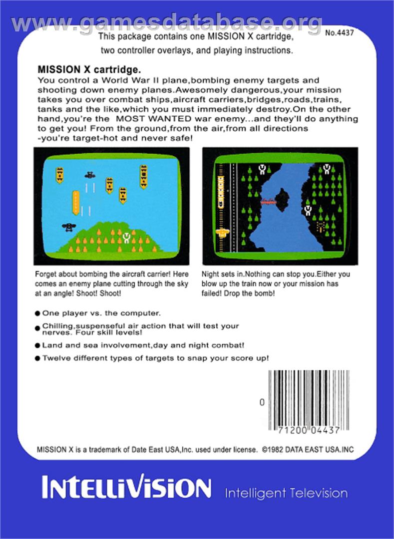 Mission-X - Mattel Intellivision - Artwork - Box Back