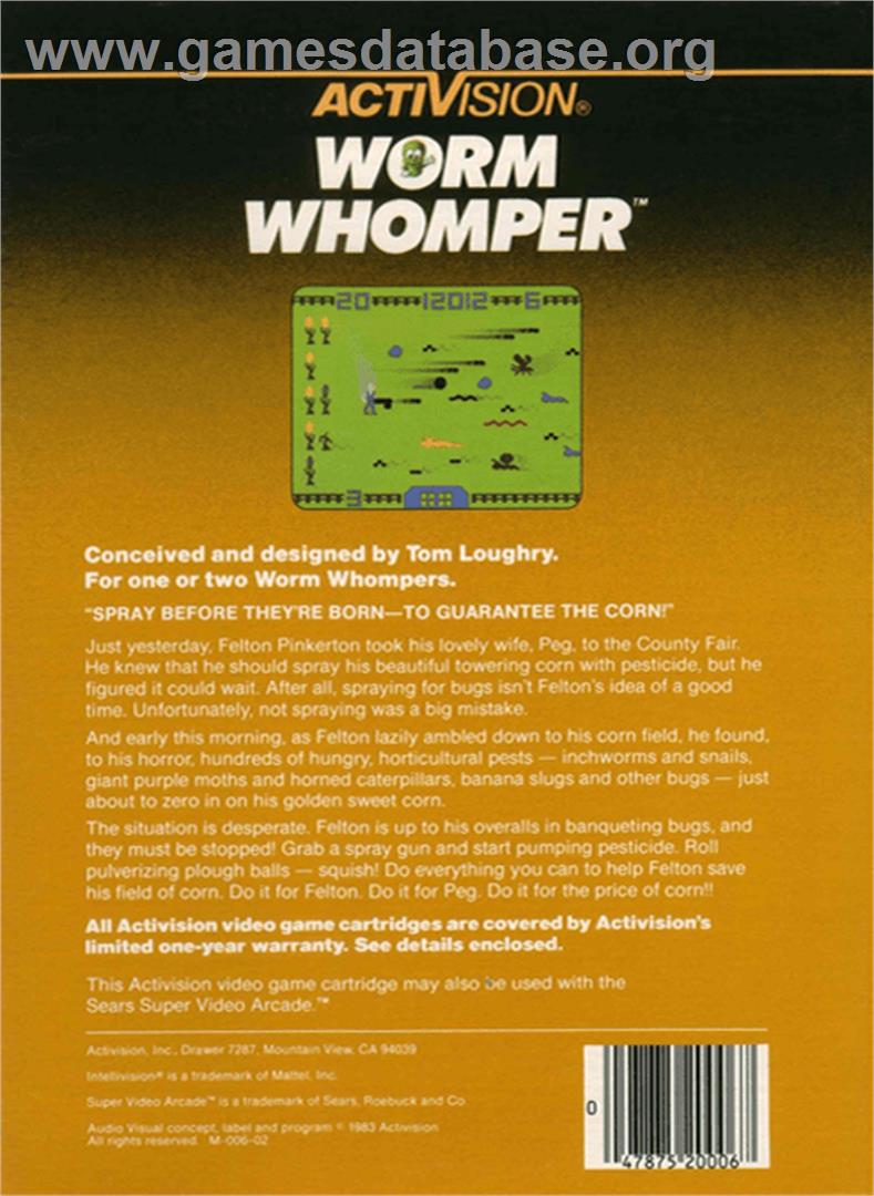 Worm Whomper - Mattel Intellivision - Artwork - Box Back