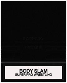Cartridge artwork for Body Slam: Super Pro Wrestling on the Mattel Intellivision.