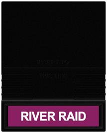 Cartridge artwork for River Raid on the Mattel Intellivision.