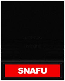 Cartridge artwork for Snafu on the Mattel Intellivision.