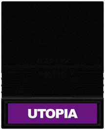 Cartridge artwork for Utopia on the Mattel Intellivision.