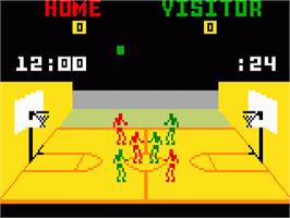 In game image of NBA Basketball on the Mattel Intellivision.