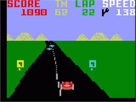 In game image of Pole Position on the Mattel Intellivision.