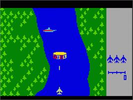 In game image of River Raid on the Mattel Intellivision.