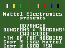 Title screen of Advanced Dungeons & Dragons on the Mattel Intellivision.