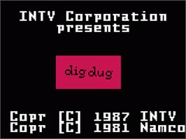 Title screen of Dig Dug on the Mattel Intellivision.