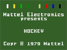 Title screen of NHL Hockey on the Mattel Intellivision.