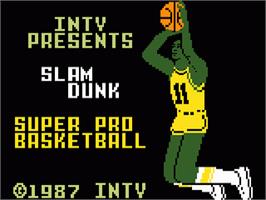 Title screen of Slam Dunk: Super Pro Basketball on the Mattel Intellivision.