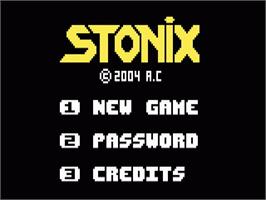 Title screen of Stonix (Beta 1.1) on the Mattel Intellivision.
