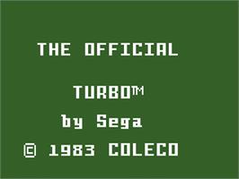 Title screen of Turbo on the Mattel Intellivision.