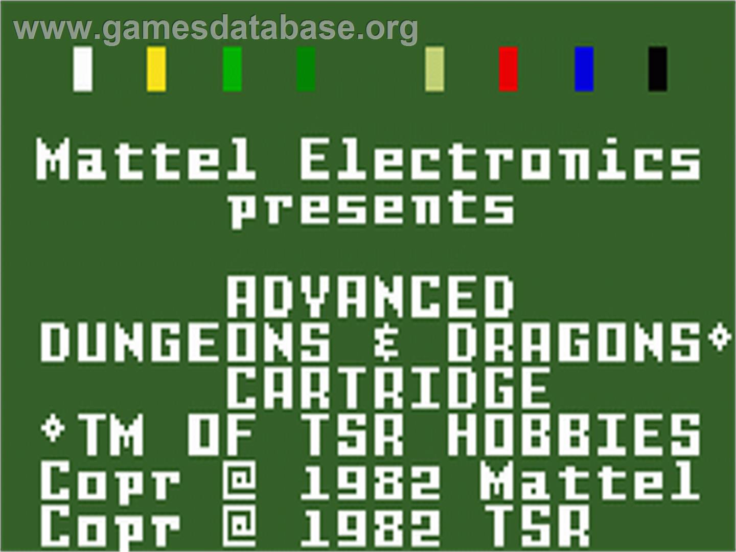 Advanced Dungeons & Dragons: Treasure of Tarmin - Mattel Intellivision - Artwork - Title Screen