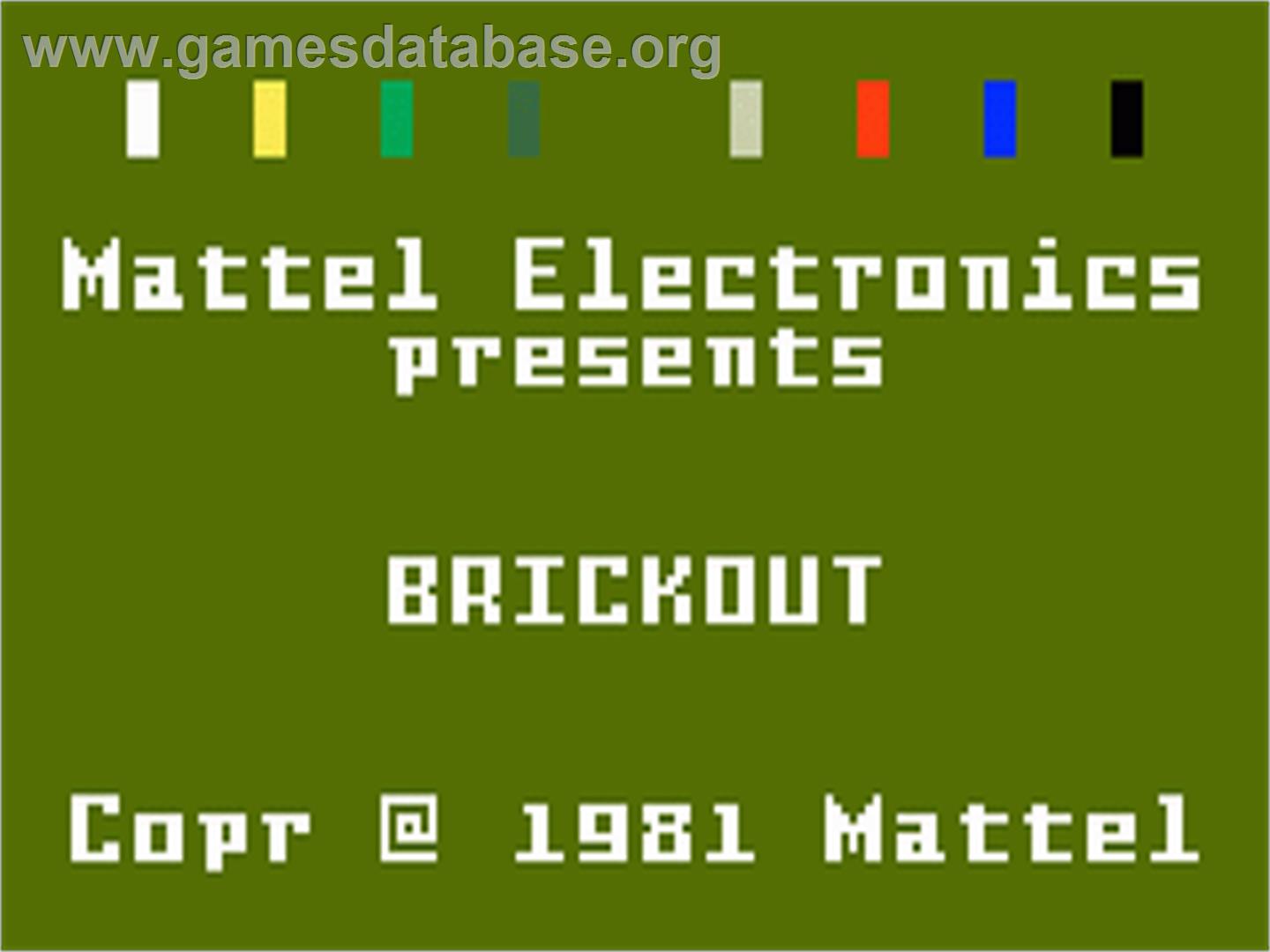 Brickout - Mattel Intellivision - Artwork - Title Screen