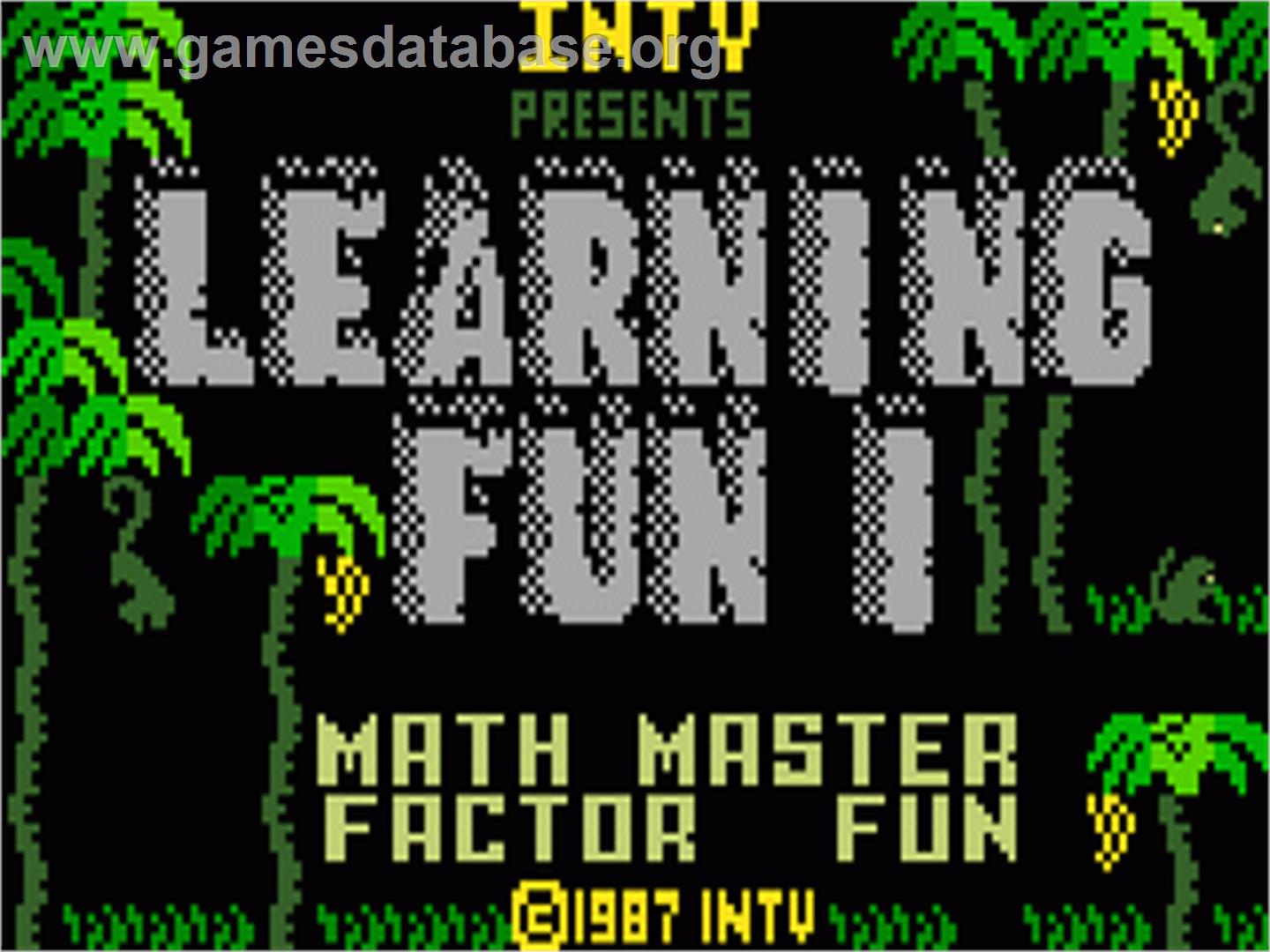 Learning Fun I: Math Master Factor Fun - Mattel Intellivision - Artwork - Title Screen