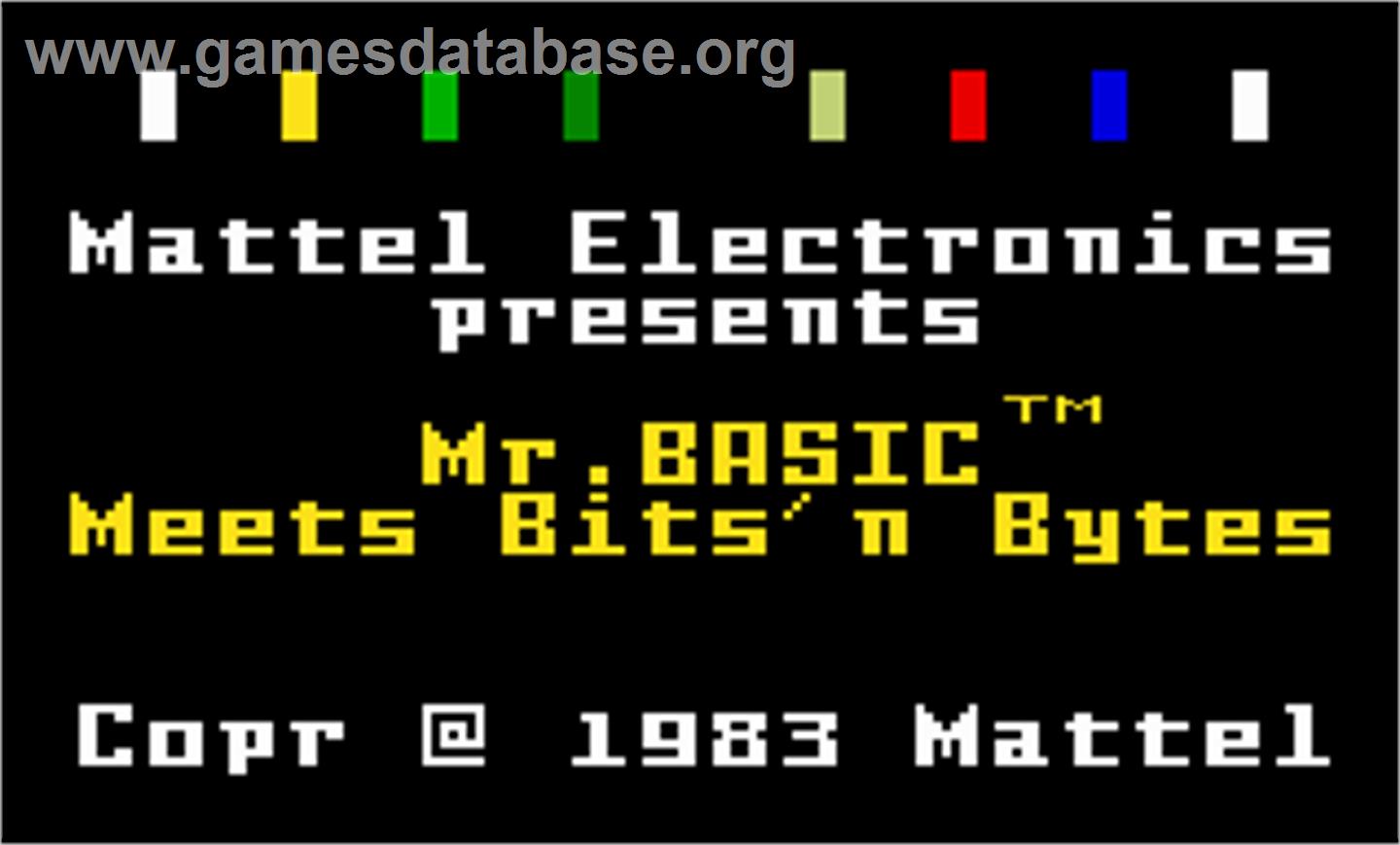Mr. Basic Meets Bits 'N Bytes - Mattel Intellivision - Artwork - Title Screen