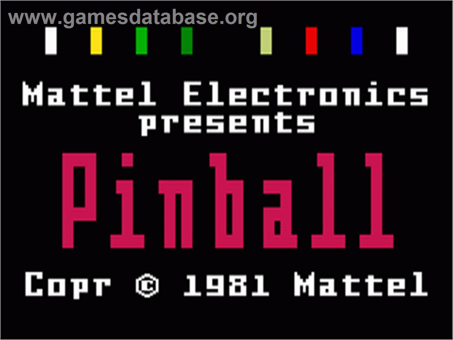 Pinball - Mattel Intellivision - Artwork - Title Screen