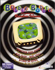 Box cover for Bubble Bobble also featuring Rainbow Islands on the Microsoft DOS.