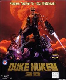Box cover for Duke Nukem 3D on the Microsoft DOS.