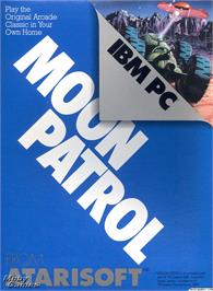 Box cover for Moon Patrol on the Microsoft DOS.