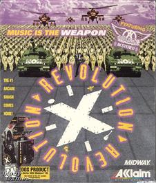 Box cover for Revolution X on the Microsoft DOS.