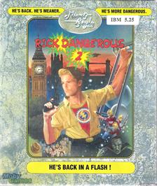 Box cover for Rick Dangerous 2 on the Microsoft DOS.