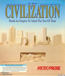 Box cover for Sid Meier's Civilization on the Microsoft DOS.