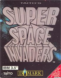 Box cover for Taito's Super Space Invaders on the Microsoft DOS.