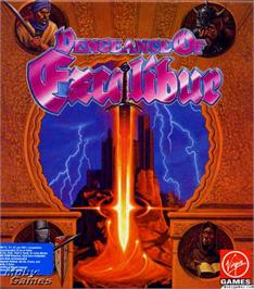 Box cover for Vengeance of Excalibur on the Microsoft DOS.