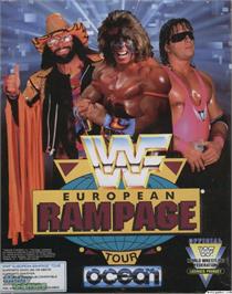 Box cover for WWF European Rampage on the Microsoft DOS.