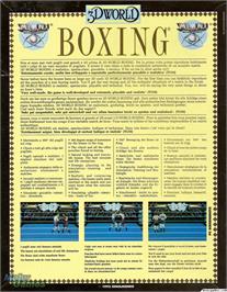 Box back cover for 3D World Boxing on the Microsoft DOS.