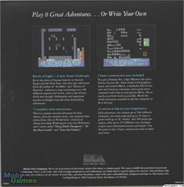 Box back cover for Adventure Construction Set on the Microsoft DOS.