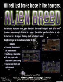 Box back cover for Alien Breed on the Microsoft DOS.