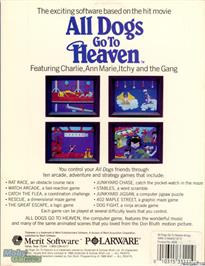 Box back cover for All Dogs Go to Heaven on the Microsoft DOS.