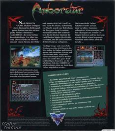 Box back cover for Amberstar on the Microsoft DOS.