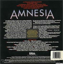 Box back cover for Amnesia on the Microsoft DOS.