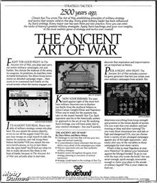 Box back cover for Ancient Art of War on the Microsoft DOS.