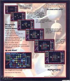 Box back cover for Atomino on the Microsoft DOS.