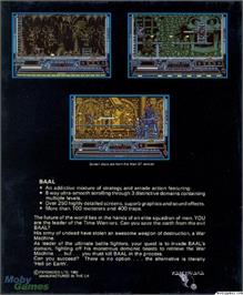 Box back cover for Baal on the Microsoft DOS.