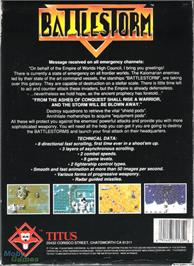 Box back cover for Battlestorm on the Microsoft DOS.