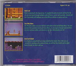 Box back cover for Bible Adventures on the Microsoft DOS.