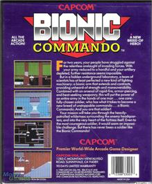 Box back cover for Bionic Commando on the Microsoft DOS.