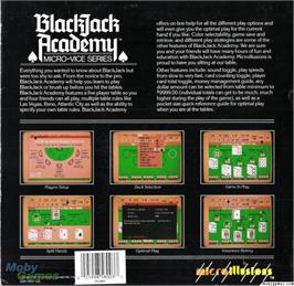 Box back cover for BlackJack Academy on the Microsoft DOS.